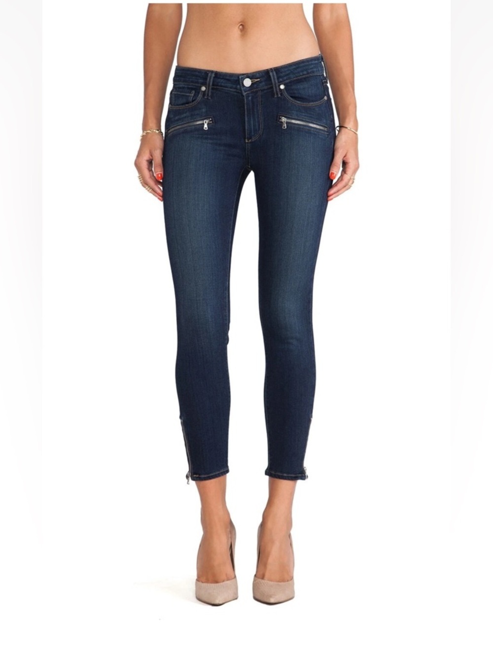 Paige | Women's Blue Nottingham No Whiskers Jane Zip Crop Denim Jeans Size 26